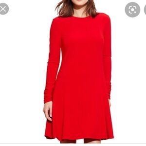 Lauren Ralph Lauren Vibrant Red Long Sleeve A Line Dress Size 12P